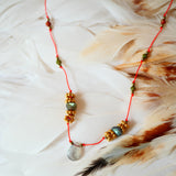 Collier cordon AGNI en unakite, labradorite et hématite – Énergie & ancrage