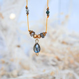 Collier Sutra Mala - Agate Indienne Labradorite Cordon