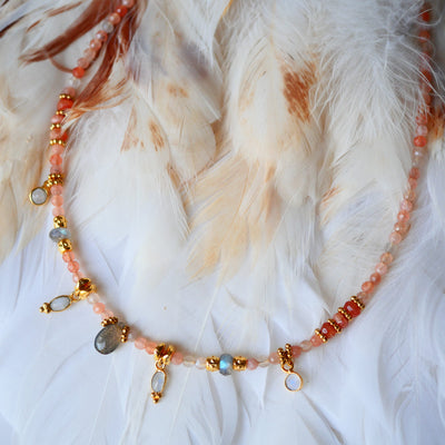 Collier Drisana pierre de soleil lune labradorite lithothérapie vitalité harmonie protection Ginandger