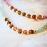 Collier HRIDAYA en tourmaline rose, aventurine et andalousite – Amour & alignement intérieur
