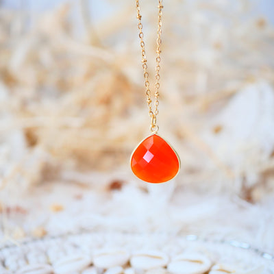 Collier Justine cornaline lithothérapie énergie vitale courage créativité Ginandger
