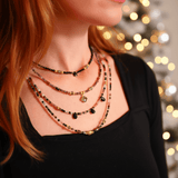 Collier Kali Mala - Tourmalines Multicolores et Onyx Noir