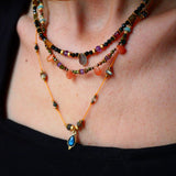 Collier Sutra Mala - Agate Indienne Labradorite Cordon