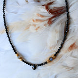 Collier Kala Raksha - Spinelle Noir Onyx Labradorite