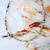 Collier SURYA en tourmaline, tsavorite et pierre de lune – Lumière & vitalité