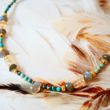 Collier AARAMBH en turquoise, labradorite et citrine – Protection & nouveaux départs