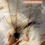Collier Onyx noir ou Pierre de lune orangée - Braderie Parfaite