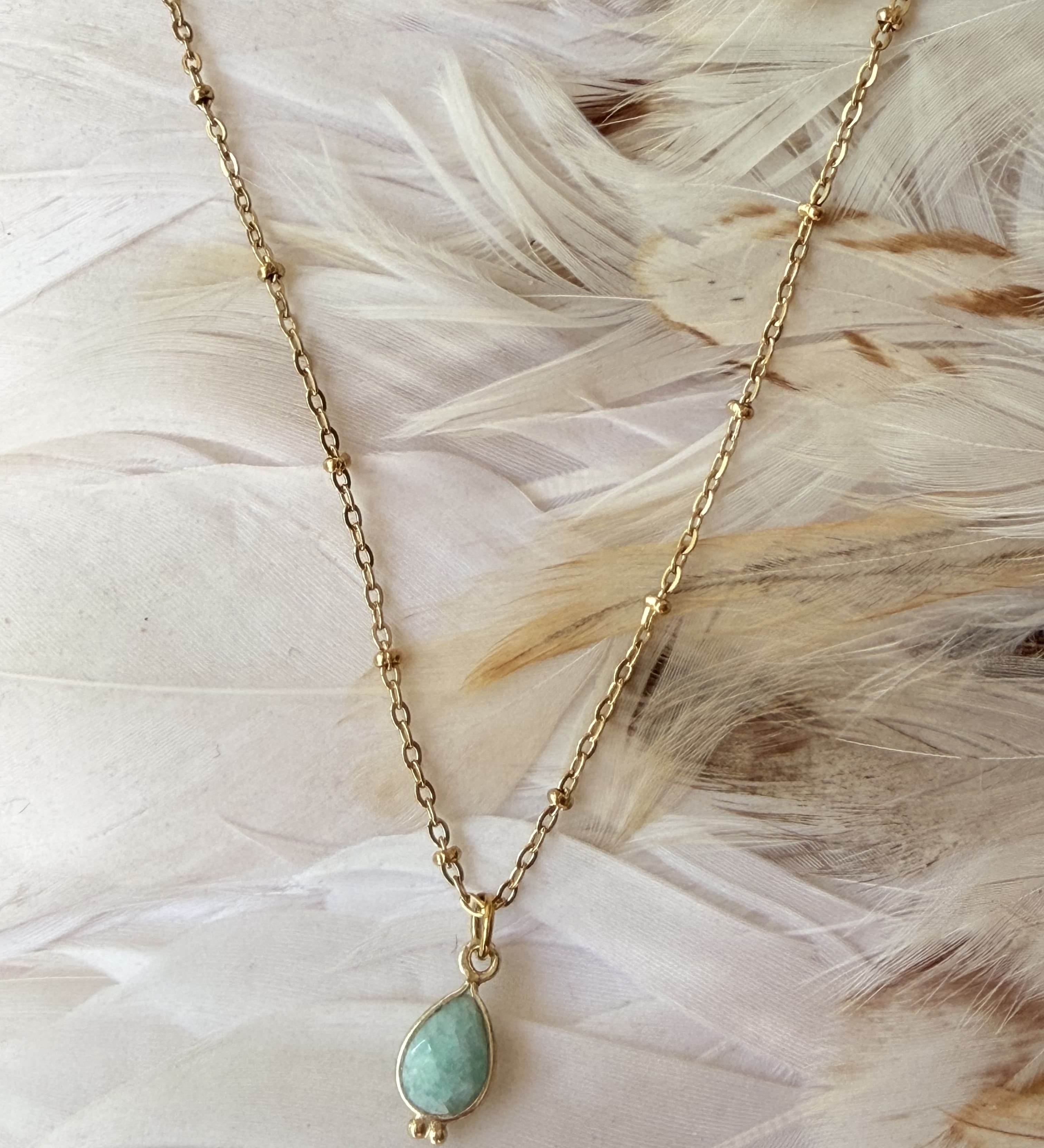 Collier Pierres Amazonite ou Trèfle Labradorite ou Rubis indien ou Pierre de lune - Parfaites Imparfaites