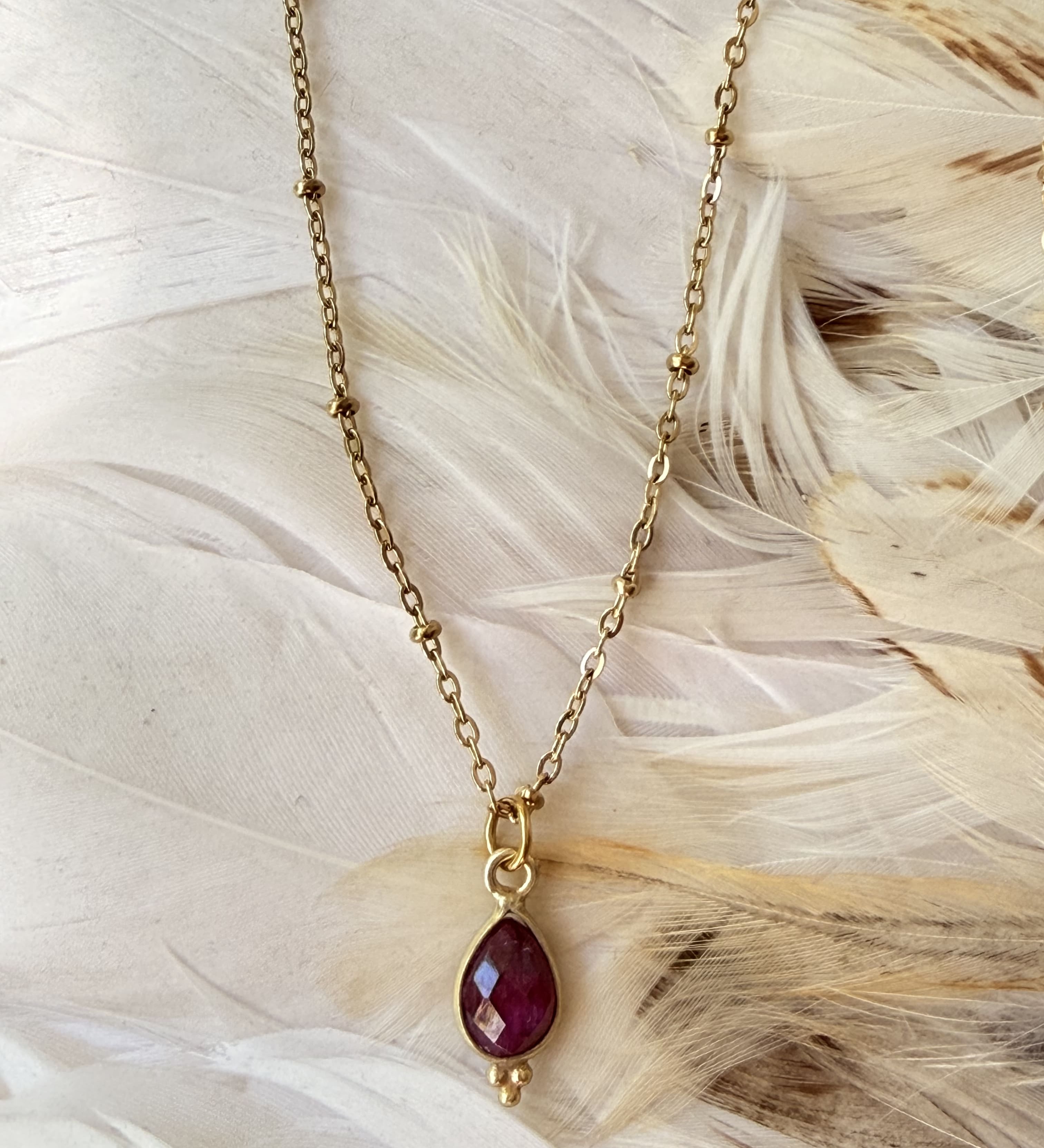 Collier Pierres Amazonite ou Trèfle Labradorite ou Rubis indien ou Pierre de lune - Parfaites Imparfaites