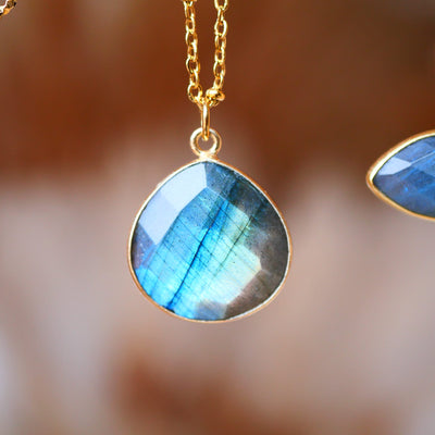 Collier Justine labradorite lithothérapie protection intuition créativité Ginandger

