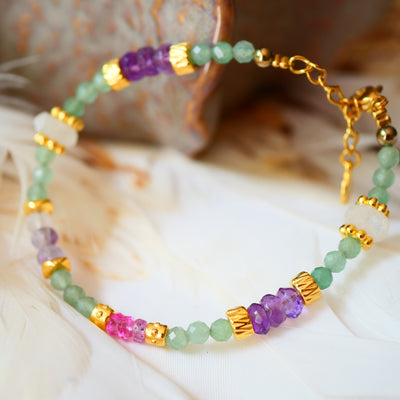 Bracelet Dhyaan aventurine pierre de lune topaze améthyste lithothérapie méditation harmonie Ginandger
