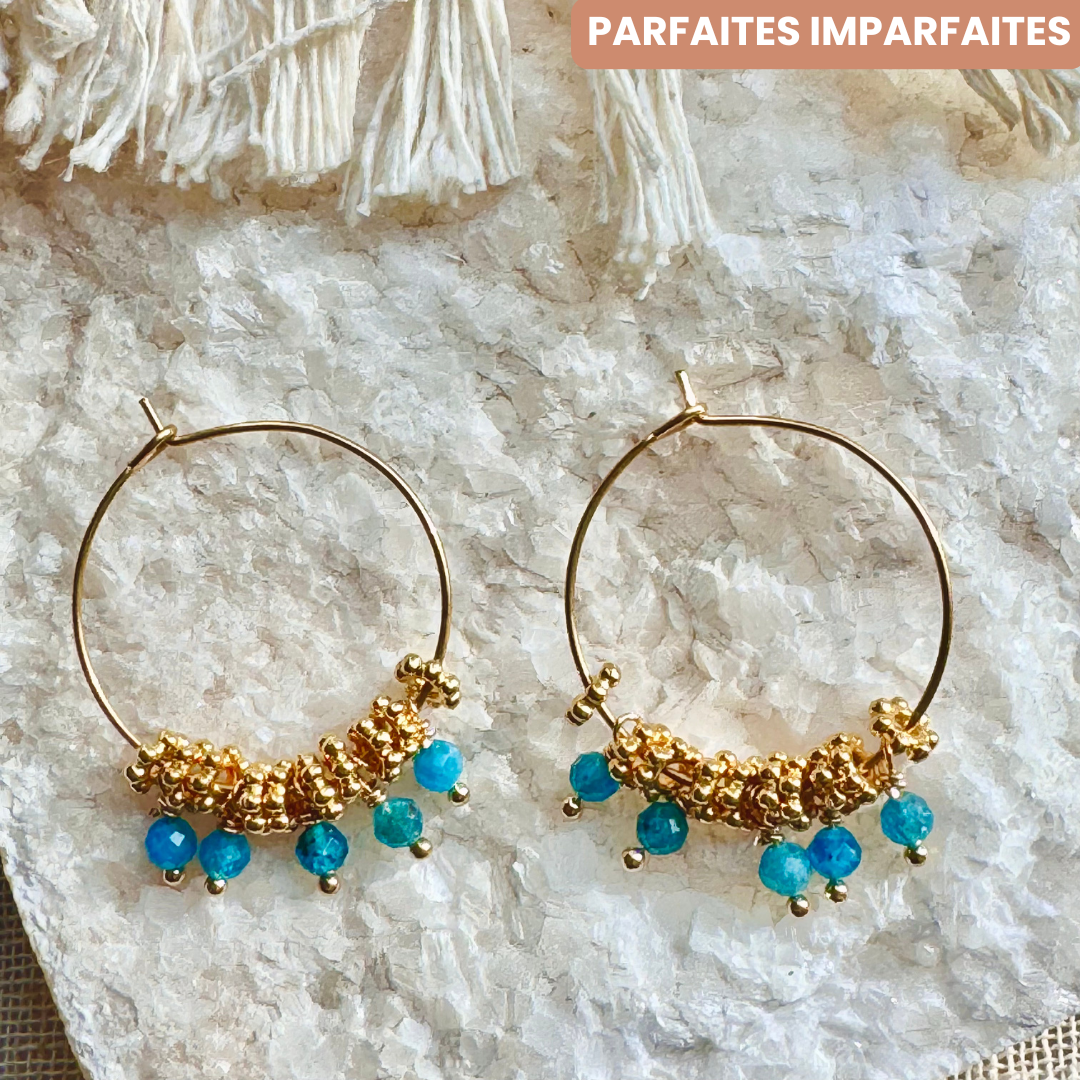 Boucles d'oreilles Drishti (pierre au choix) - Braderie Parfaites