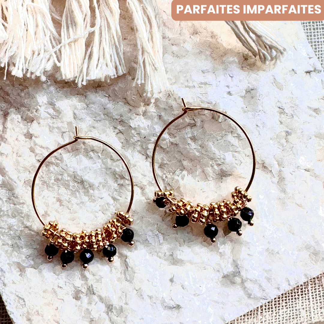 Boucles d'oreilles Drishti (pierre au choix) - Braderie Parfaites