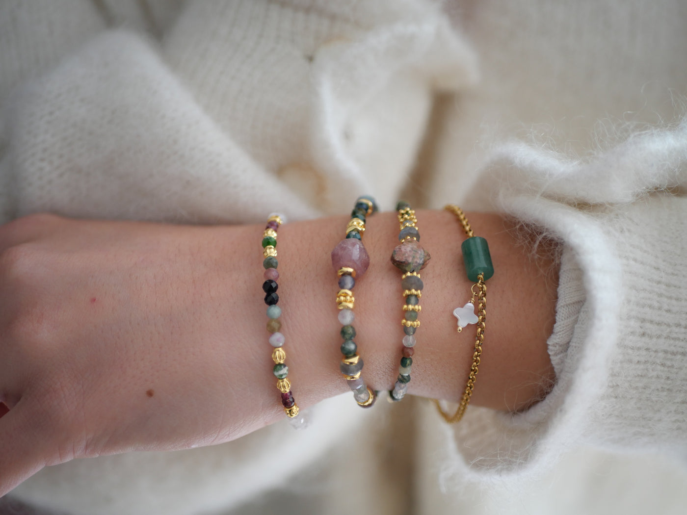 Bracelet Mohana pierre de lune et tourmaline