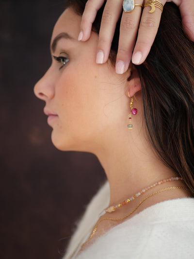 Boucles d'oreilles Mahita rubellite