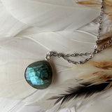 Collier Justine Pierre de lune ou Labradorite argenté - Parfaites Imparfaites
