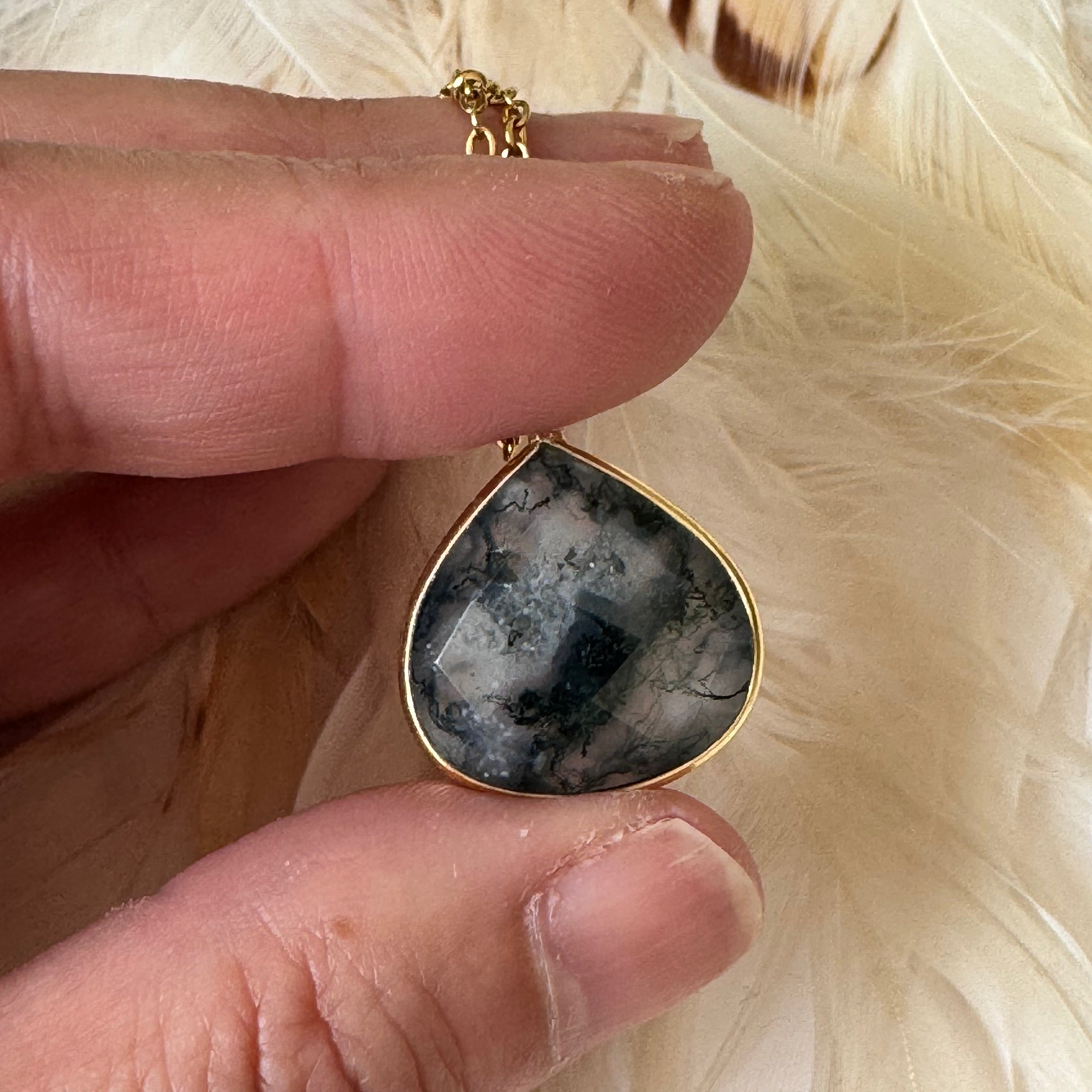 Collier Justine Agate Mousse 1, 2, 3 - Parfaites Imparfaites