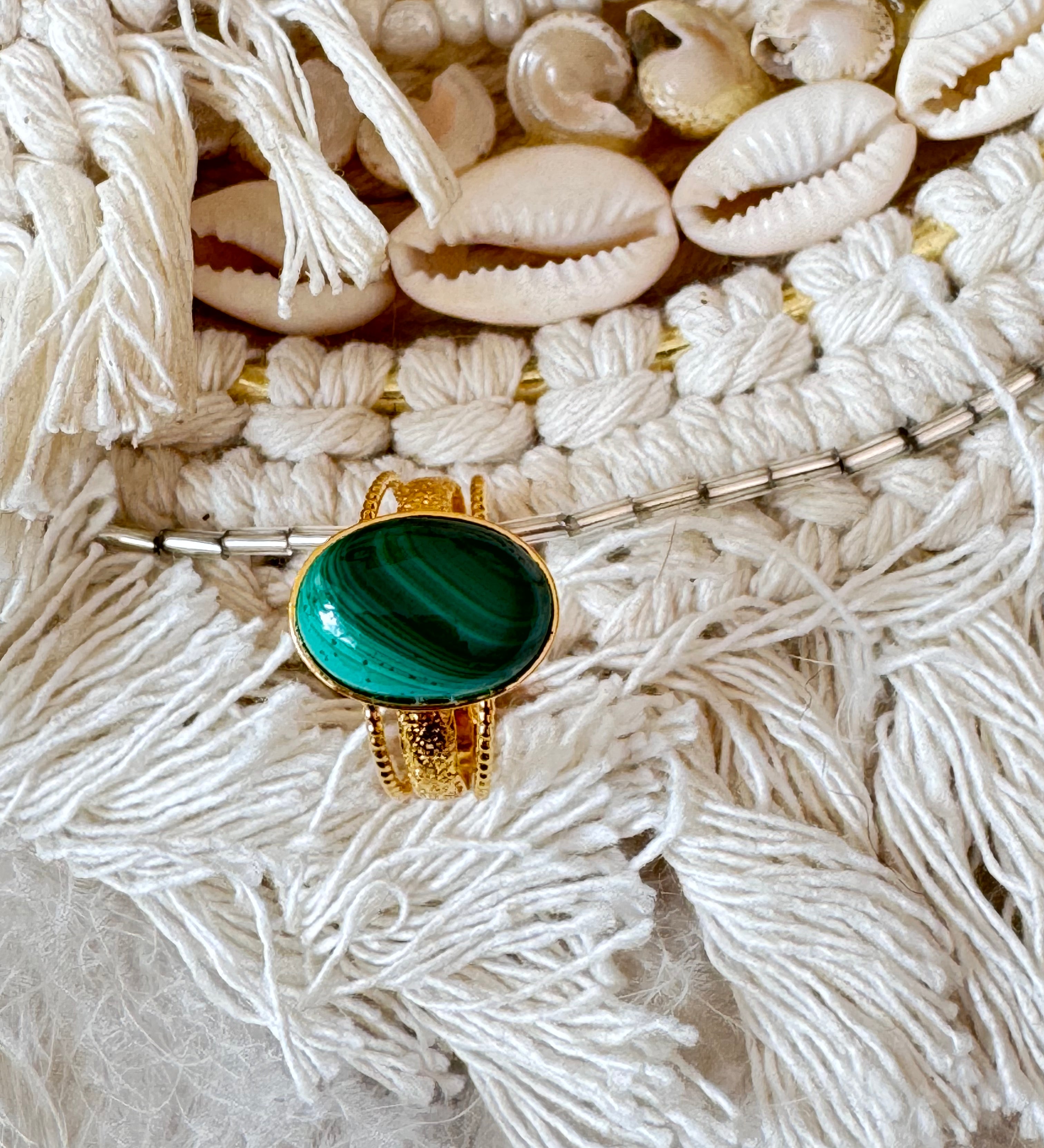 Bague Mathilde Turquoise cuivrée ou malachite - Parfaites