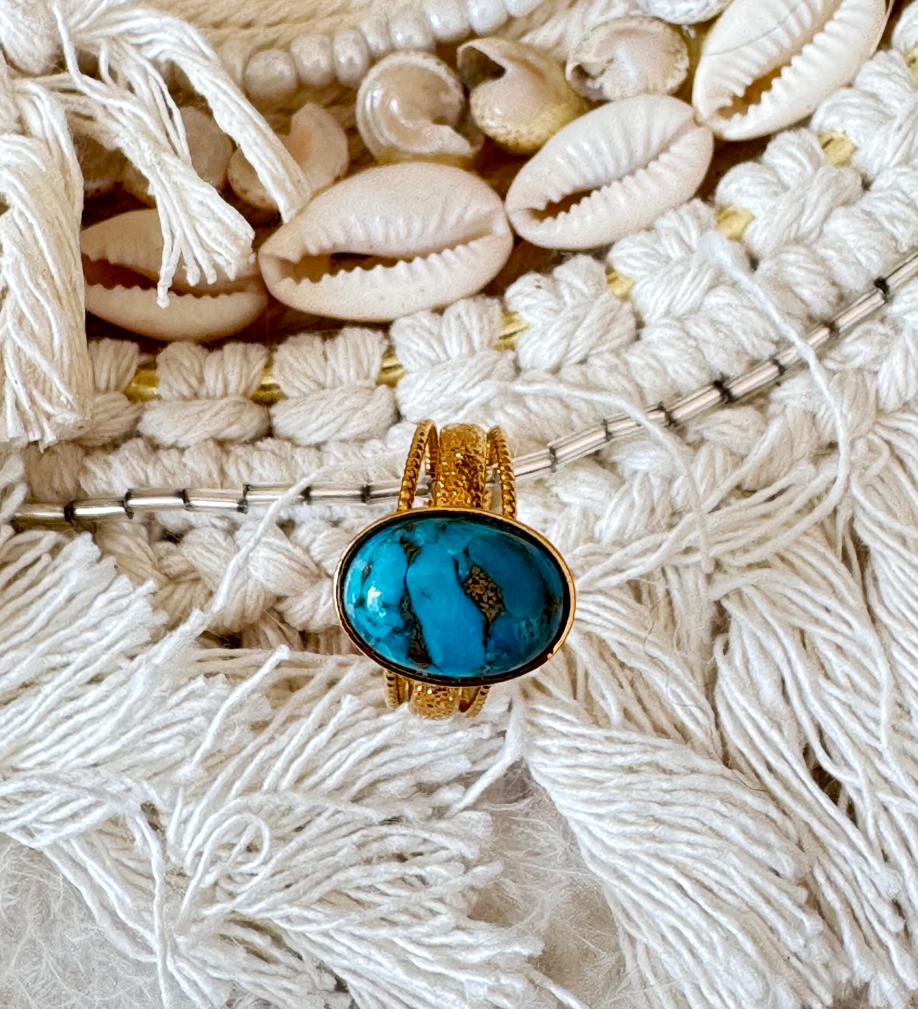 Bague Mathilde Turquoise cuivrée ou malachite - Parfaites