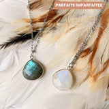 Collier Justine Pierre de lune ou Labradorite argenté - Parfaites Imparfaites