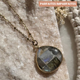 Collier Justine Labradorite et Pierre de Lune arc en ciel - Parfaites Imparfaites