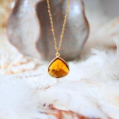 Collier Justine citrine lithothérapie abondance joie optimisme Ginandger

