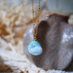 Collier larimar pierre naturelle lithothérapie communication douce paix intérieure Ginandger