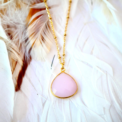 Collier Justine quartz rose lithothérapie amour tendresse paix intérieure Ginandger
