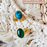 Bague Mathilde Turquoise cuivrée ou malachite - Parfaites