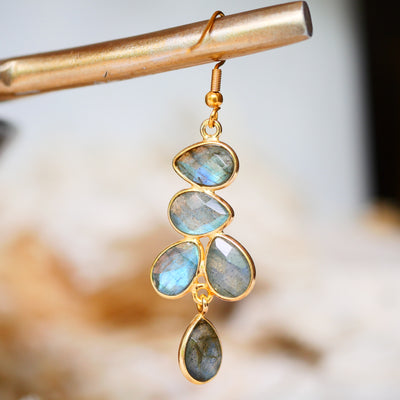 Boucles d'oreilles Mayra labradorite lithothérapie lumière liberté Ginandger
