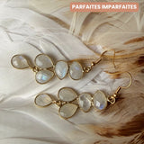 Boucles d'oreilles Mayra Pierre de lune arc en ciel- Braderie Parfaites