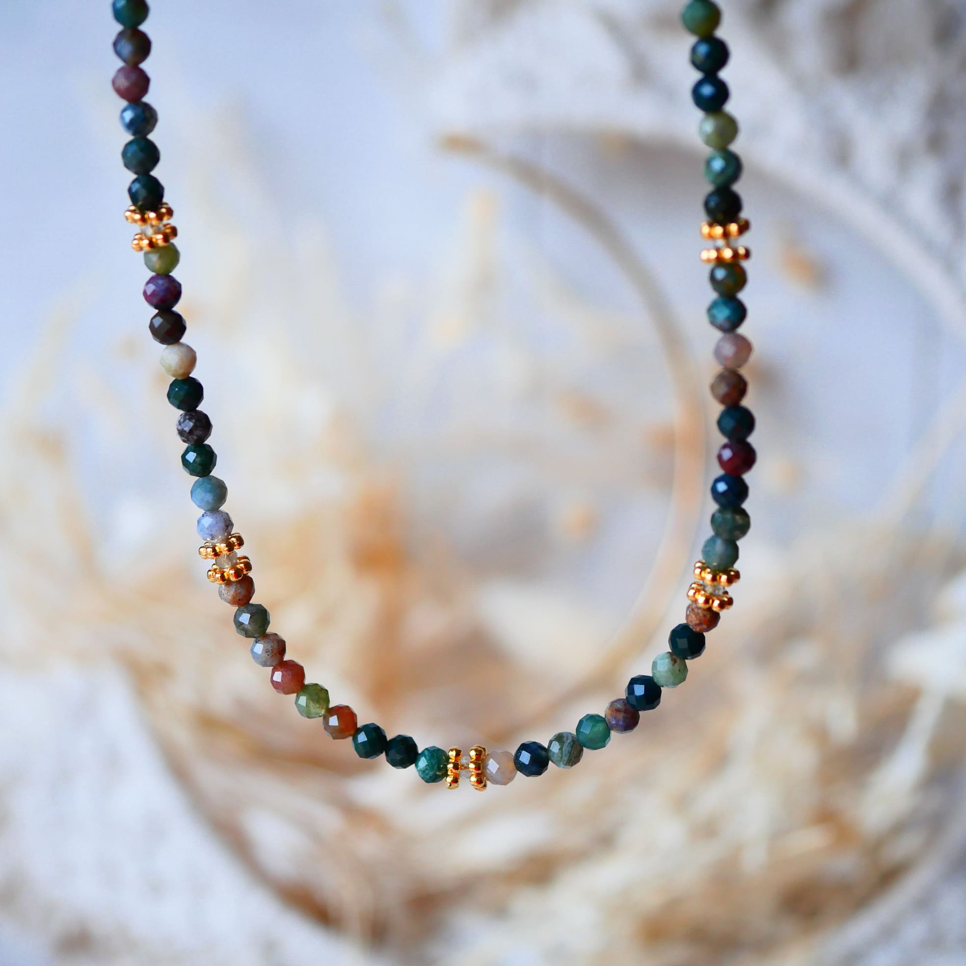 Collier Paola agate indienne labradorite lithothérapie ancrage stabilité protection Ginandger
