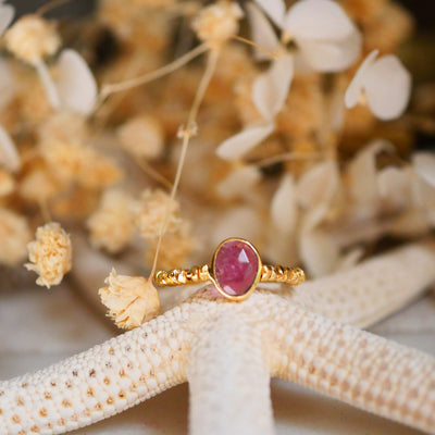 Bague Soumya tourmaline rose lithothérapie amour féminité douceur Ginandger
