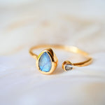 Bague MAYA en laiton doré avec labradorites naturelles irisées – Ginandger
