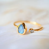 Bague MAYA en laiton doré avec labradorites naturelles irisées – Ginandger
