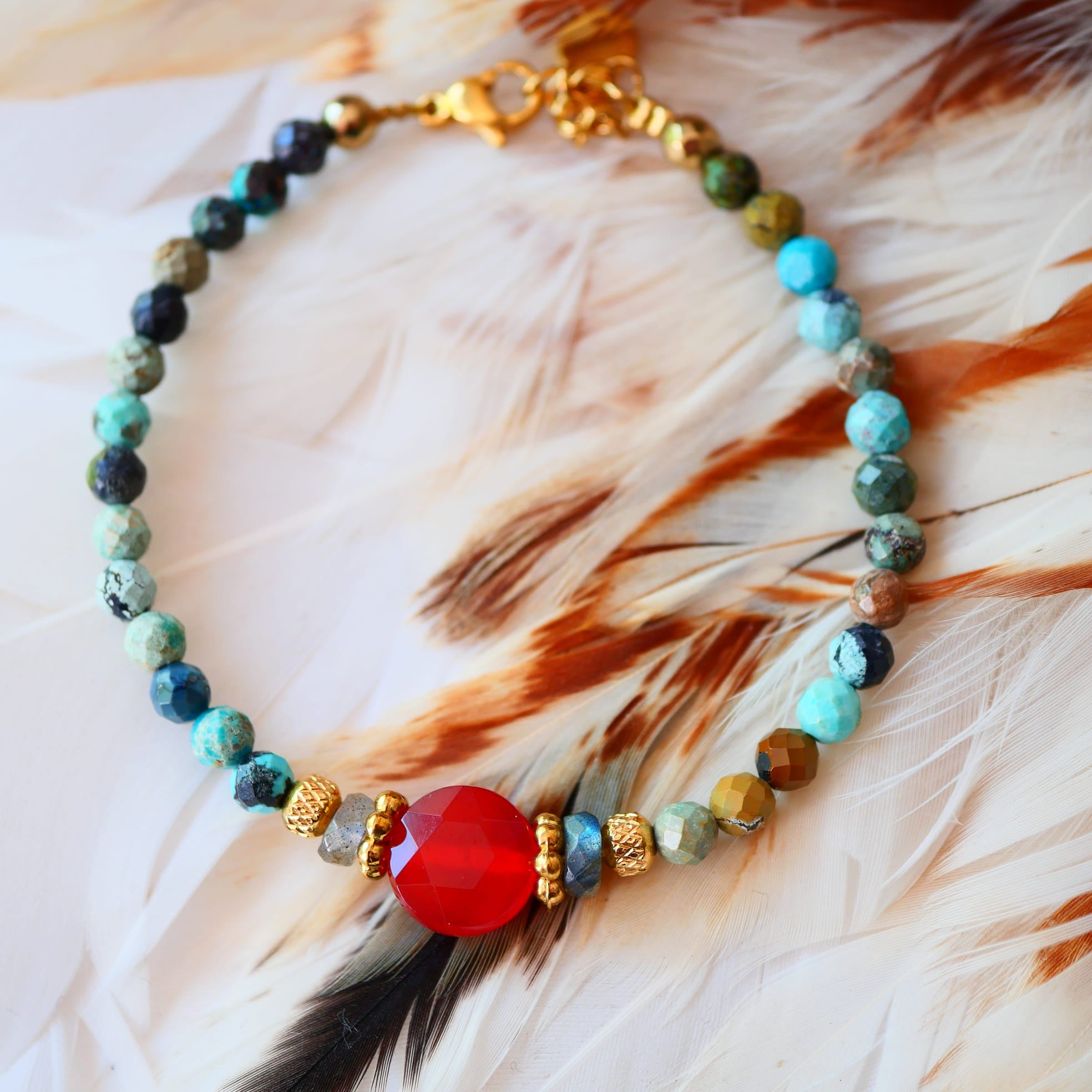 Bracelet Aabha en turquoise naturelle — bijou pierre naturelle artisanal Ginandger
