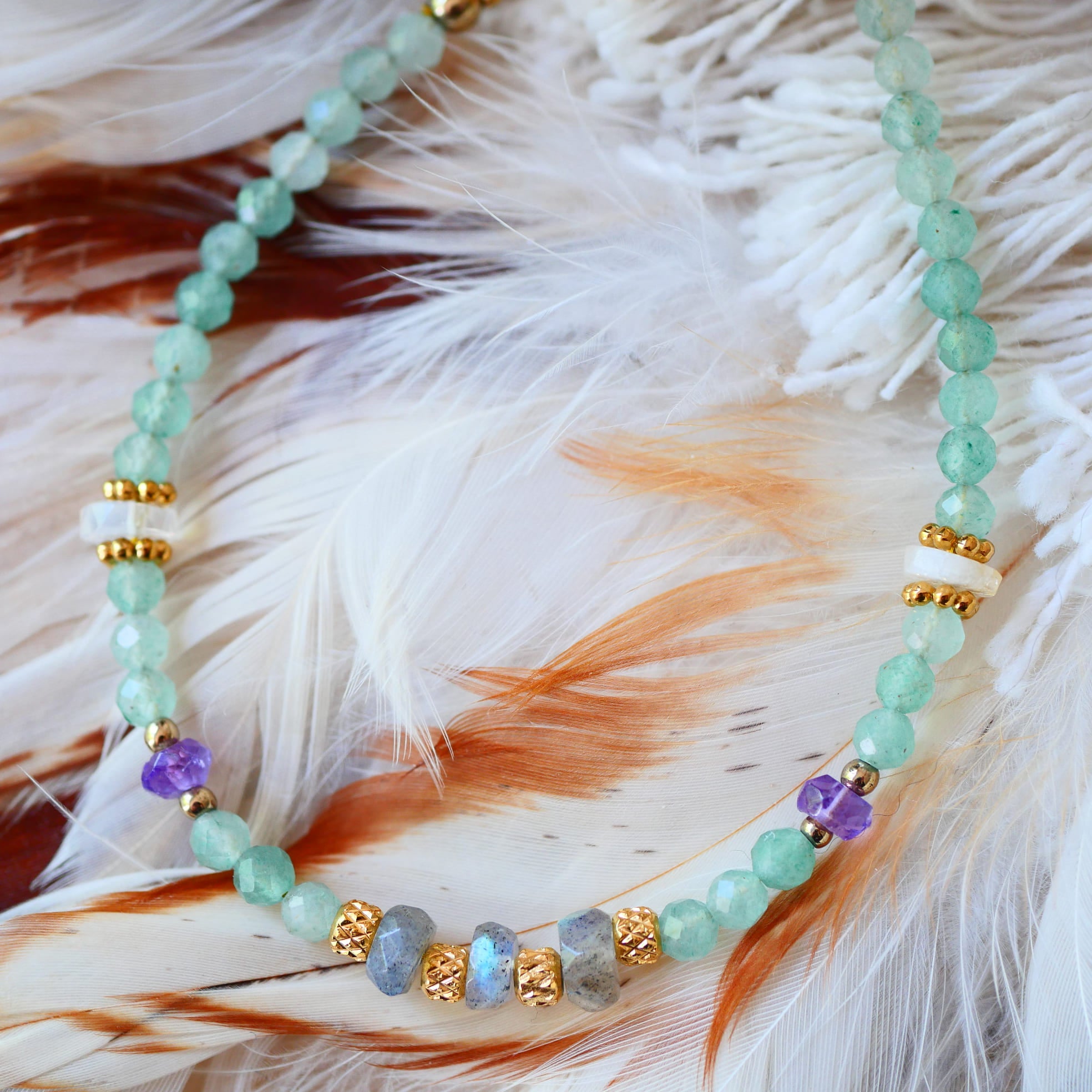 Bracelet Smriti en aventurine naturelle — bijou pierre naturelle mémoire et intuition Ginandger
