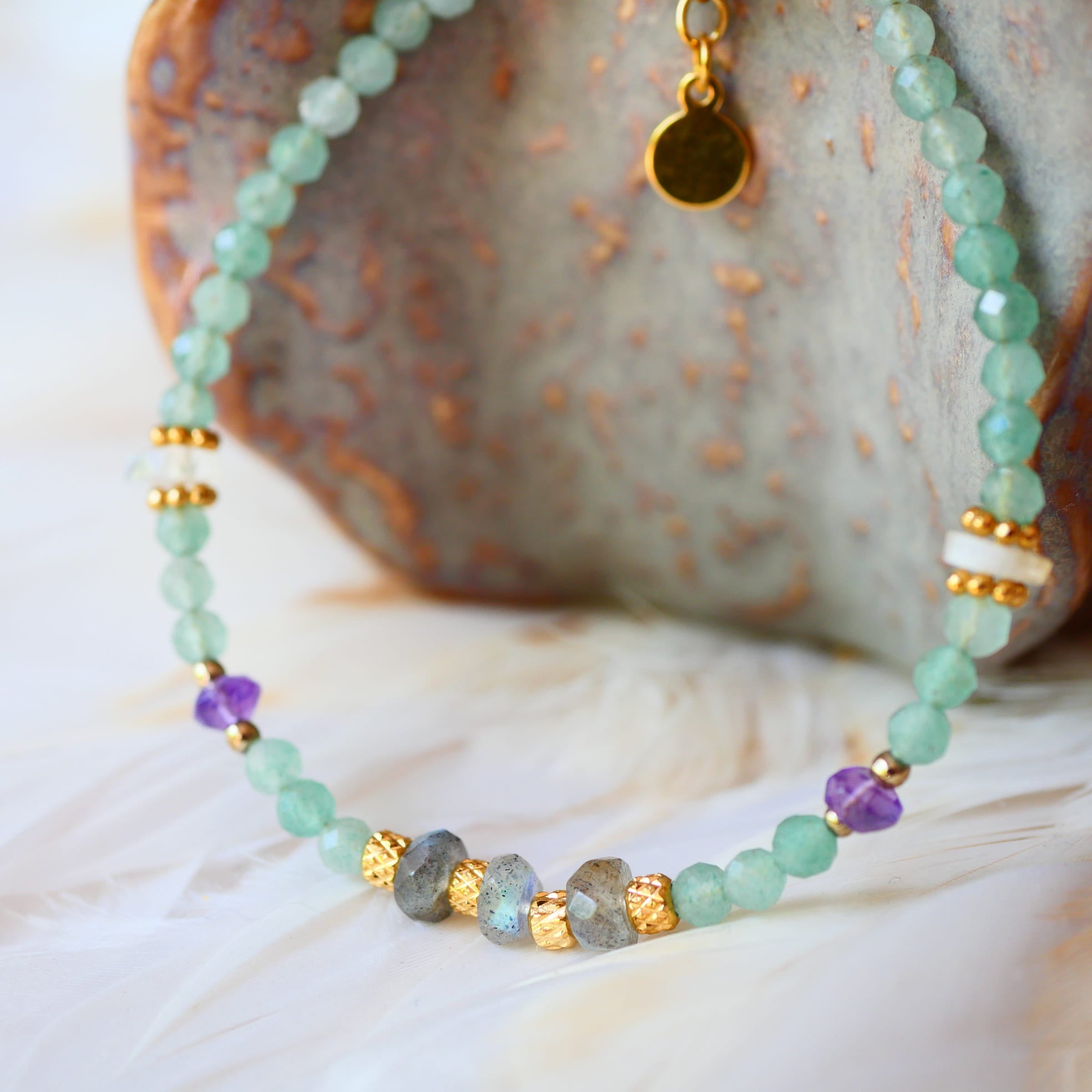 Bracelet Smriti aventurine — vue d'ensemble bijou artisanal pierre naturelle Ginandger
