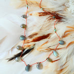 Collier Cordon Bandha – détail turquoise et labradorite naturelles, bijou artisanal Ginandger
