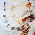 Collier Cordon Bandha – turquoise et labradorite naturelles, bijou lithothérapie Ginandger
