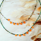Collier Jwala – vue d'ensemble tourmalines grenats spessartites, bijou artisanal Collection Indra
