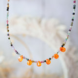 Collier Jwala tourmaline – acier inoxydable et grenats spessartites orange, Collection Indra Ginandger
