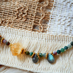 Collier Kiran – détail citrine et agate indienne, pierres naturelles énergie et ancrage
