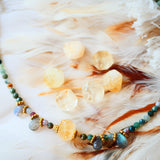 Collier Kiran vue d'ensemble – agate indienne labradorite et citrine, collection Ginandger
