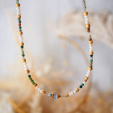Collier Mukta – perles de culture agate-indienne et labradorite, bijou lithothérapie Ginandger
