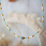 Collier Mukta – perles de culture amazonite et labradorite naturelle, bijou Ginandger Paris
