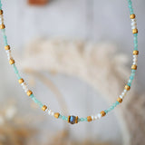 Collier Mukta – perles de culture amazonite et labradorite naturelle, bijou Ginandger Paris
