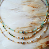 Collier Mukta – perles de culture et labradorite naturelle, bijou lithothérapie Ginandger
