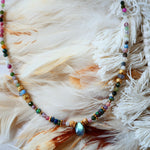 Collier Nisha – tourmaline labradorite et opale noire naturelles, bijou lithothérapie Ginandger
