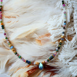 Collier Nisha – tourmaline labradorite et opale noire naturelles, bijou lithothérapie Ginandger
